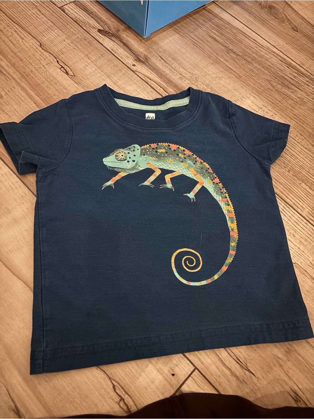 Tea Collection Navy Tee with Colorful Chameleon Graphic